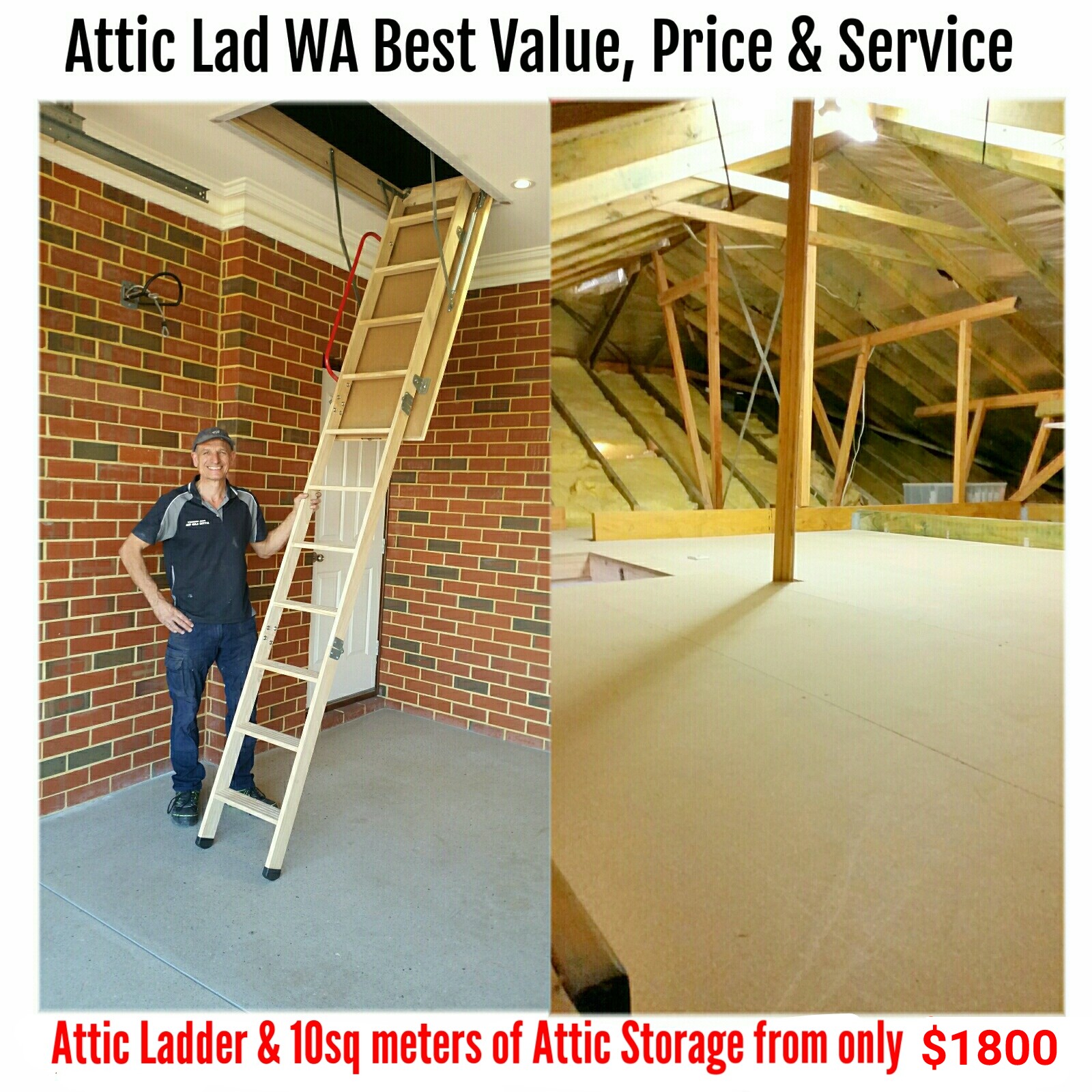 attic ladder and 10sq meters of attic storage for $1800