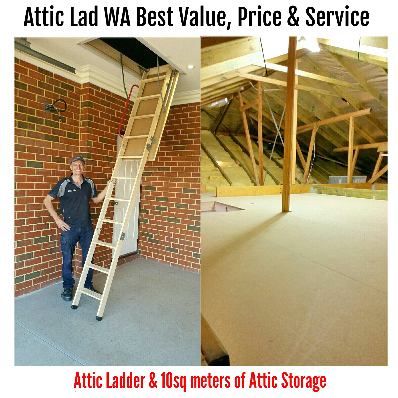 attic ladder and 10sq meters of attic storage for $1800